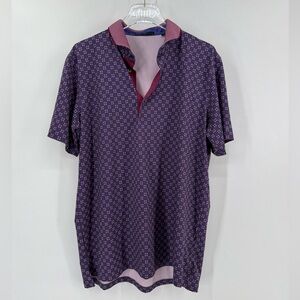 Greyson blue and red patterned polo size large